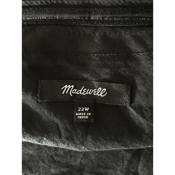 Madewell dress Brooke Midi One-Shoulder Tie Waist Cotton black size 22W - Picture 5 of 7